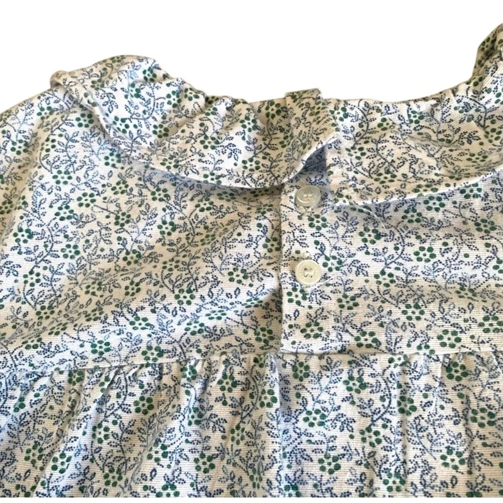 PETITE PLUME Scarlett Nightgown Gown STAFFORD FLORAL White w/Blue-Green GIRLS 14